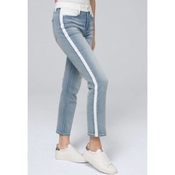 White House Black Market Denim - Womens White House Black Market Jean Two Toned Crop 4 Straight Leg High Rise